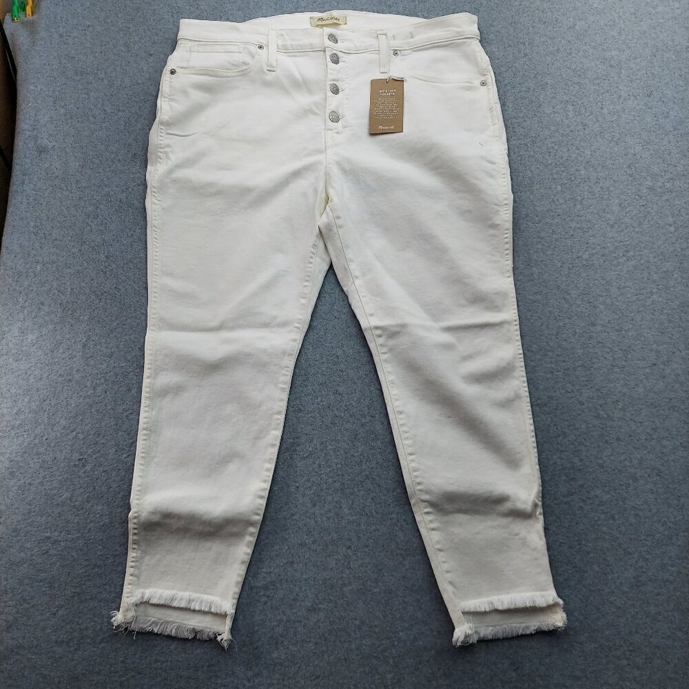 Madewell‎ Skinny Jeans NWT 10" High Rise  Button Fly White Plus Size W 34 Petite